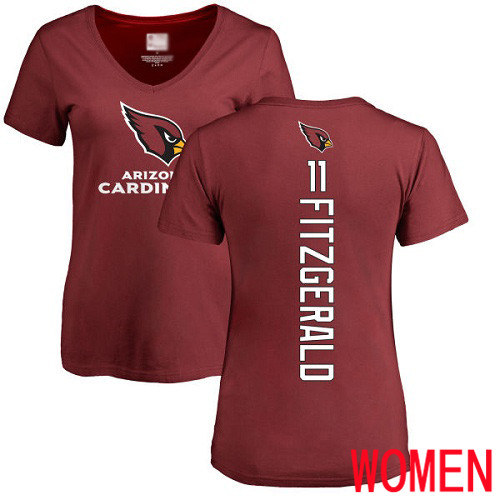 Arizona Cardinals Maroon Women Larry Fitzgerald Backer NFL Football #11 T Shirt->women nfl jersey->Women Jersey